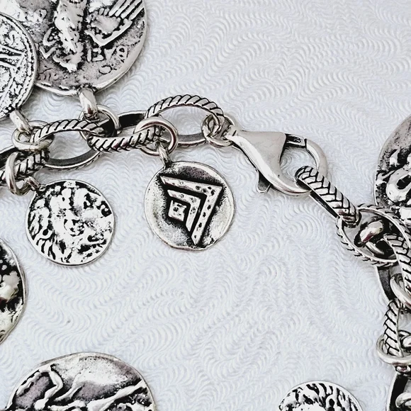 Silpada Sterling Silver Roman Coin Cha Cha Bracelet B1624